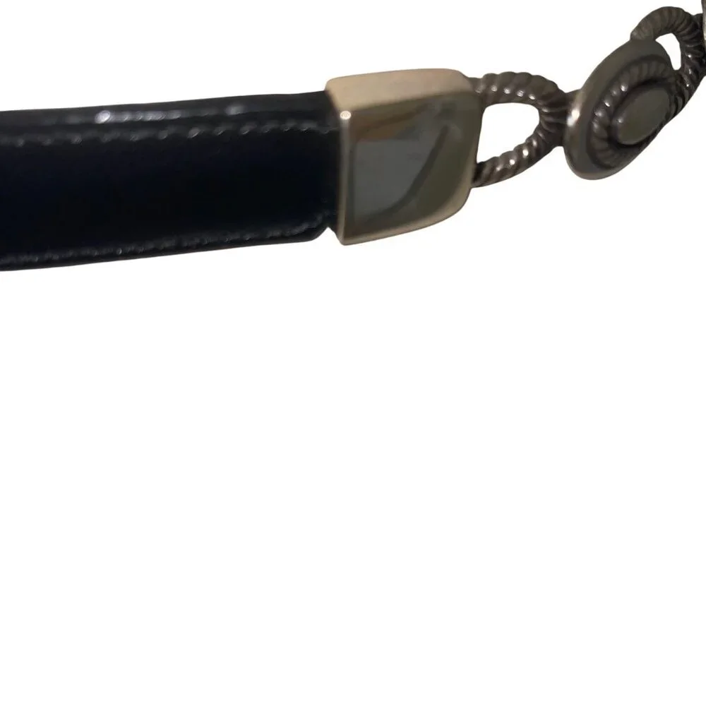 Brighton Vintage 1995 Womens Size S Black Tone Oval Metal Link Belt Casual